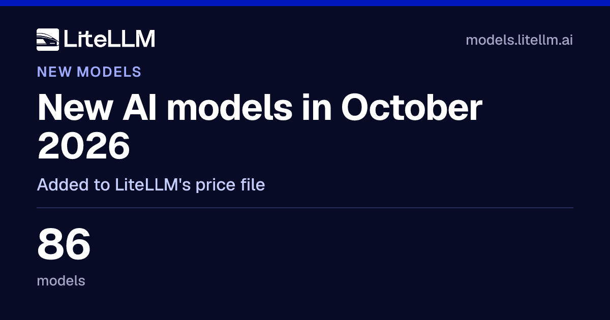 New AI Models in October 2026: 83 Added to LiteLLM | LiteLLM
