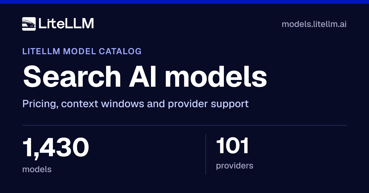 LiteLLM Model Catalog: AI Model Pricing & Context Windows