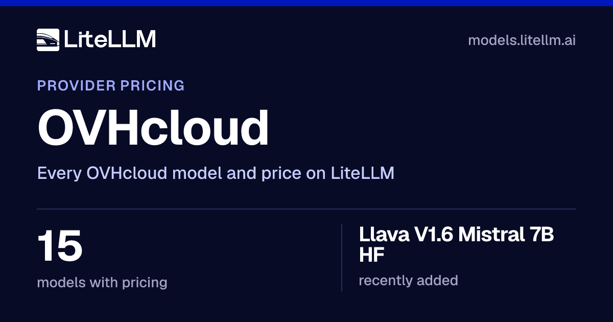 OVHcloud Models & API Pricing (Oct 2026) | LiteLLM
